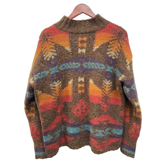 Rare 90's Hand Knit For Lauren Ralph Lauren Aztec Chunky Sweater - Picture 8 of 8